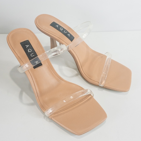 Aqua Kyle High Heel Slide Sandals Nude -6.5 - Picture 6 of 8
